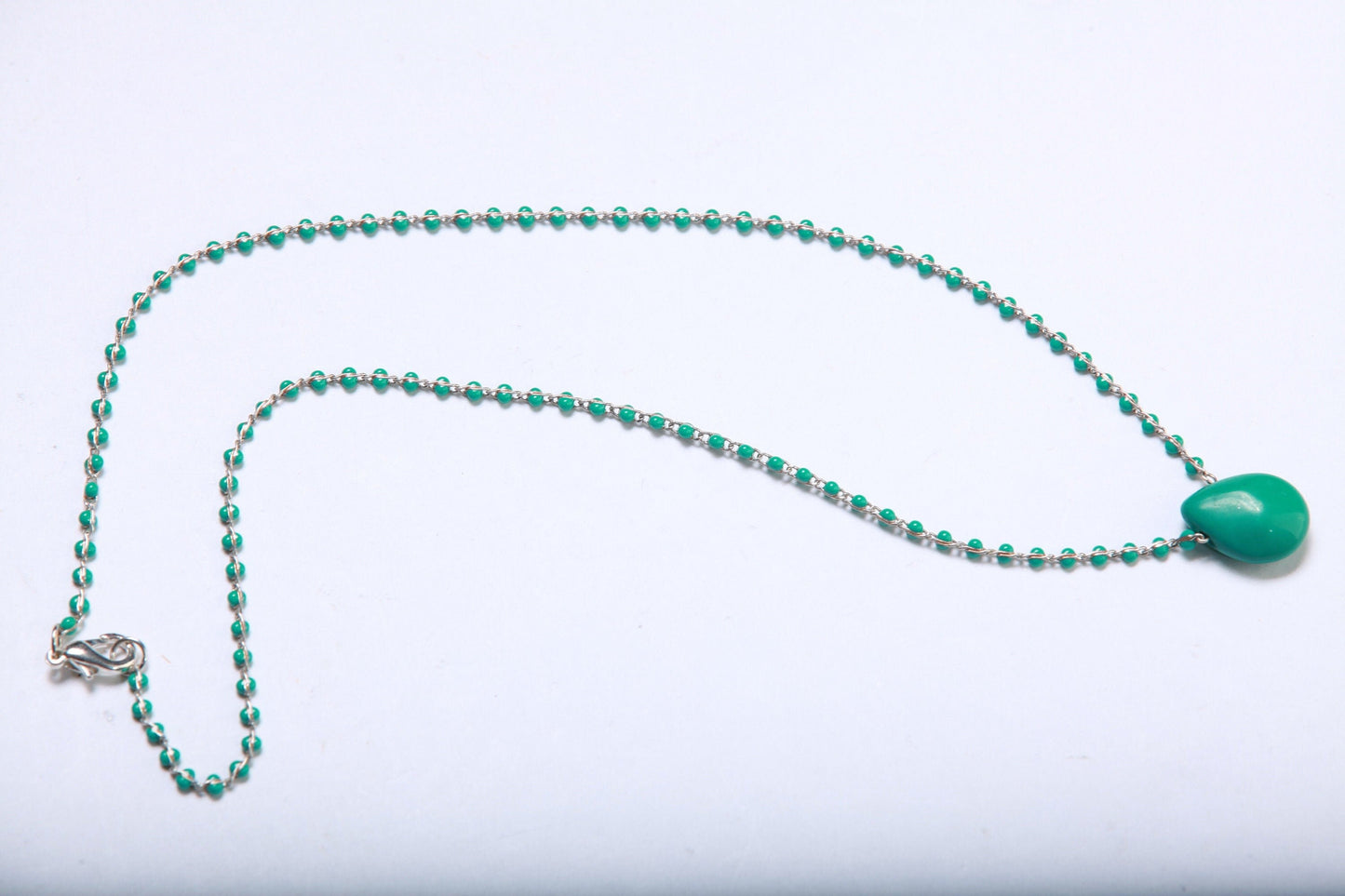 Turquoise Teardrop Hand-Made Choker, Minimalist, Boho 16" Handmade Necklace. Available from 14"-24"