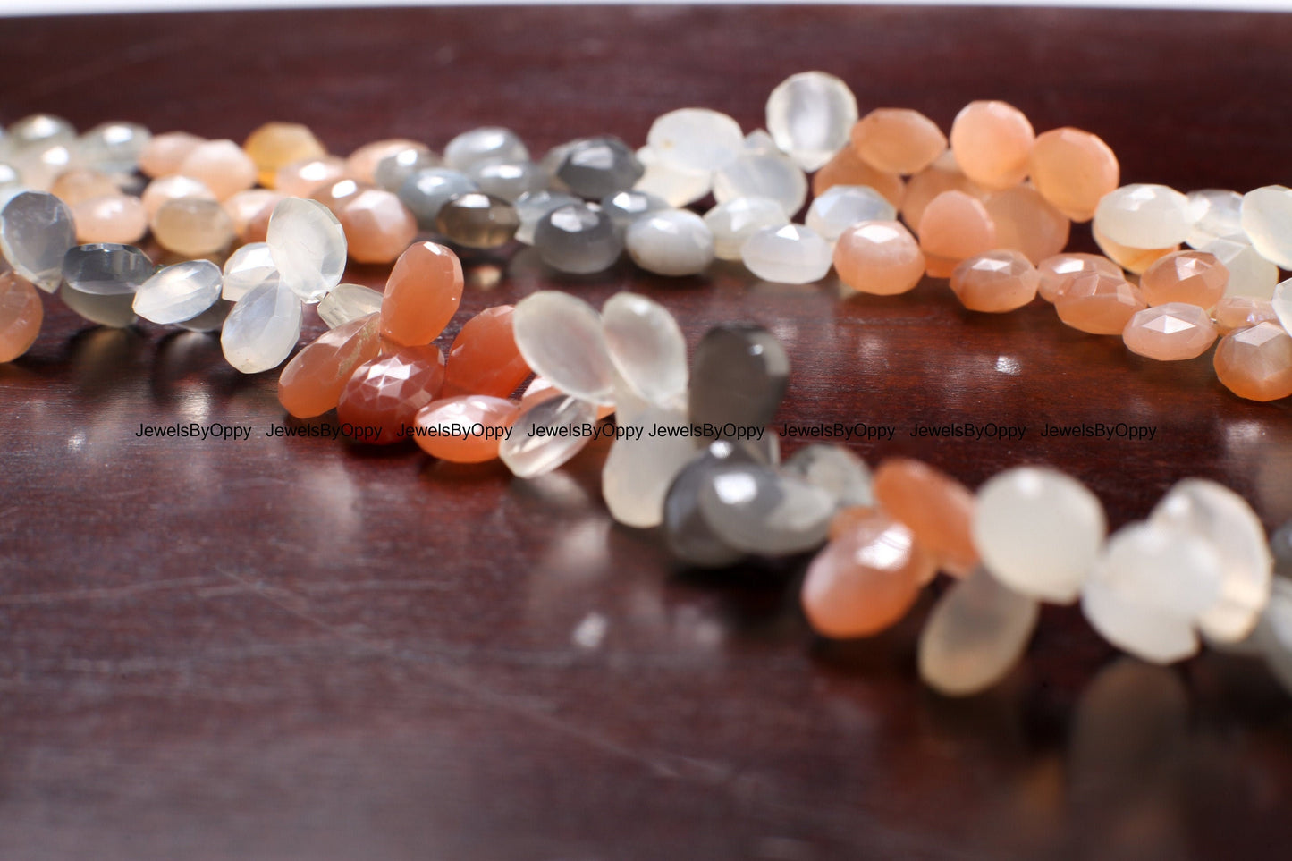 Natural Multi-Moonstone Faceted Pear Drop, Heart Shape Teardrop Jewelry Making Gemstone Beads 1 full strand