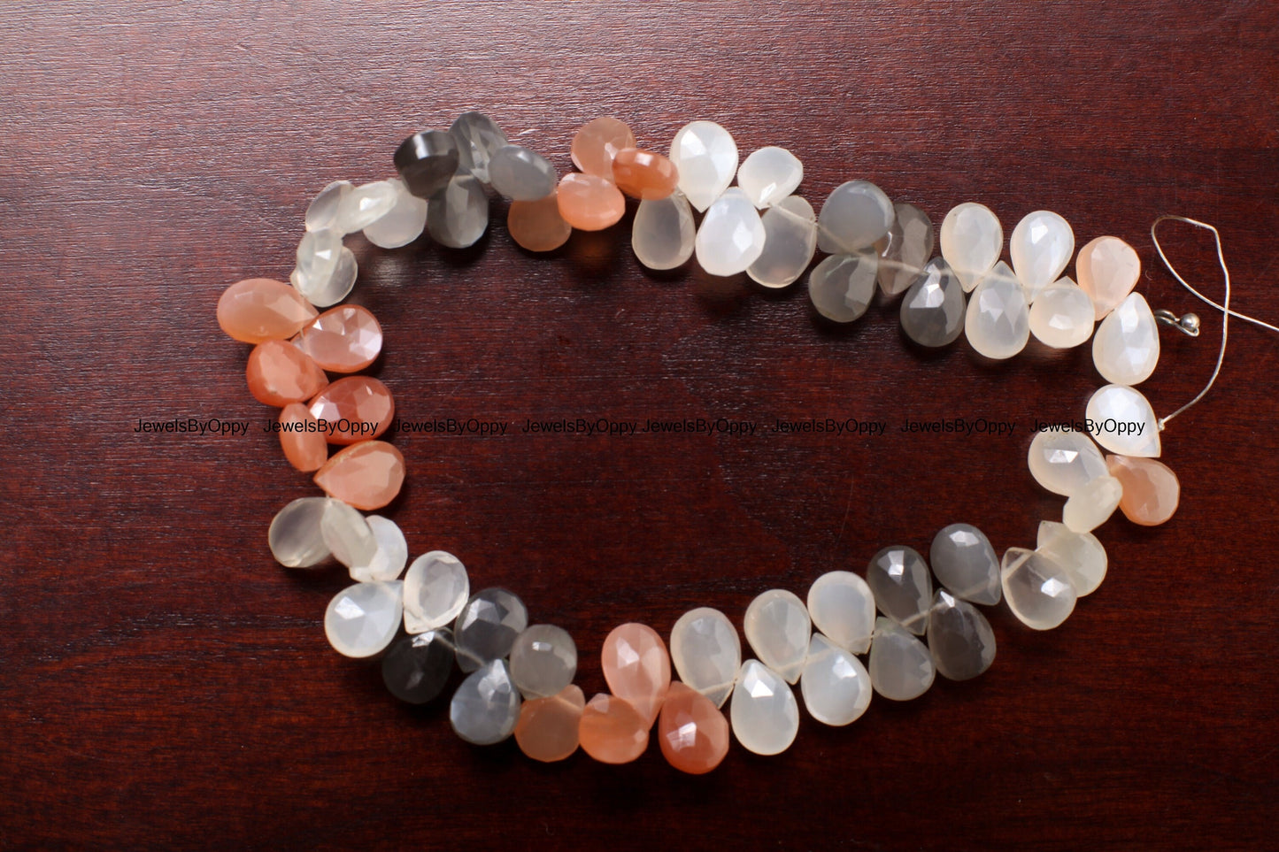 Natural Multi-Moonstone Faceted Pear Drop, Heart Shape Teardrop Jewelry Making Gemstone Beads 1 full strand