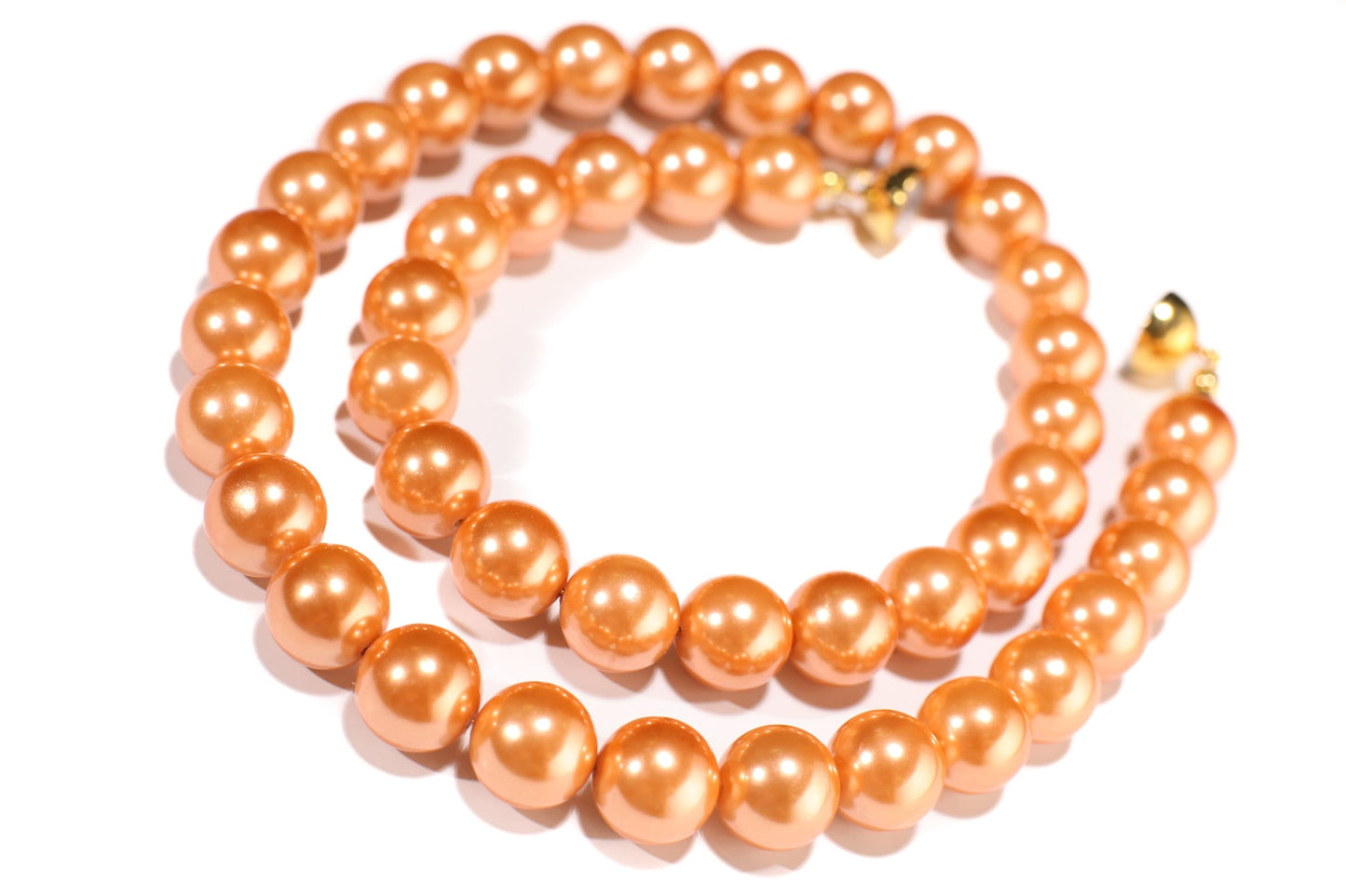 Honey Yellow South Sea Shell Pearl 12mm Large High Luster Statement Necklace with Strong Magnetic Ball Clasp Necklace, Bridal, Gift for Her