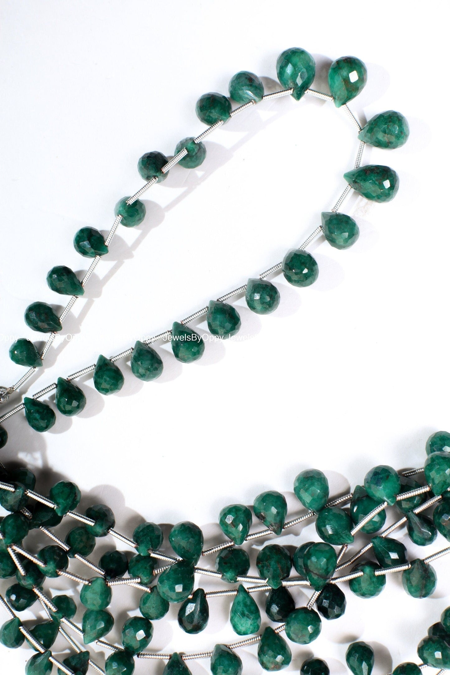 Emerald Briolette, Genuine Graduated Emerald Green Faceted Teardrop 5x7-7x11mm Gemstone Jewelry Making Bracelet, Necklace Earrings Beads 9"