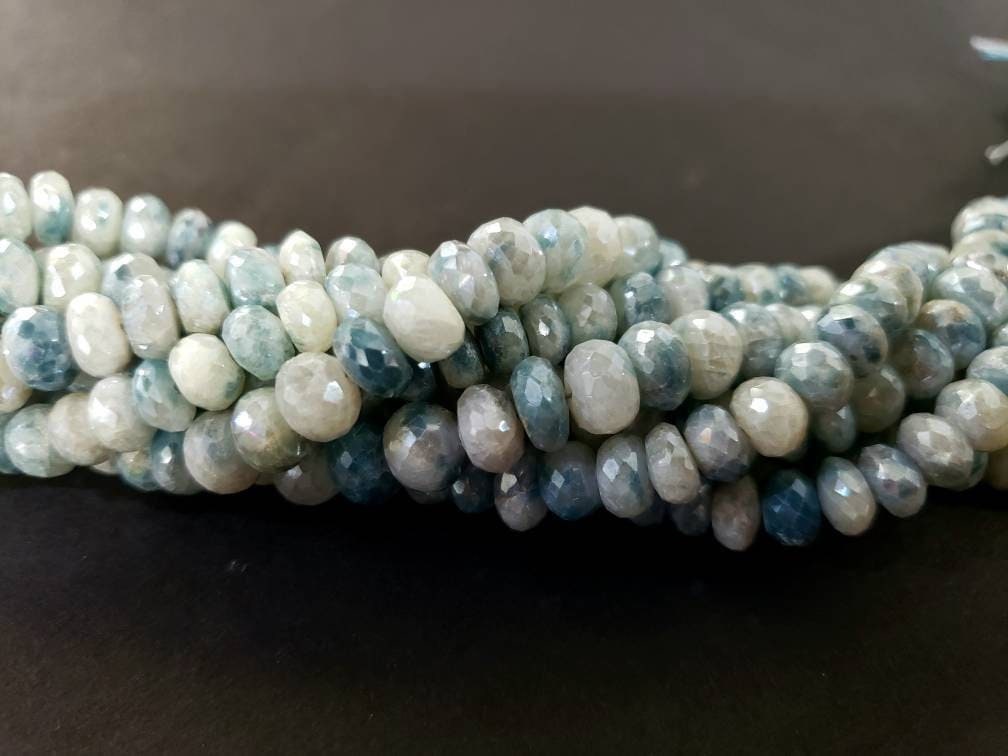 Natural Sapphirine mystic Faceted Roundel 6mm and 7mm Beads,High quality Rare jewelry Making Beads 8" Strand