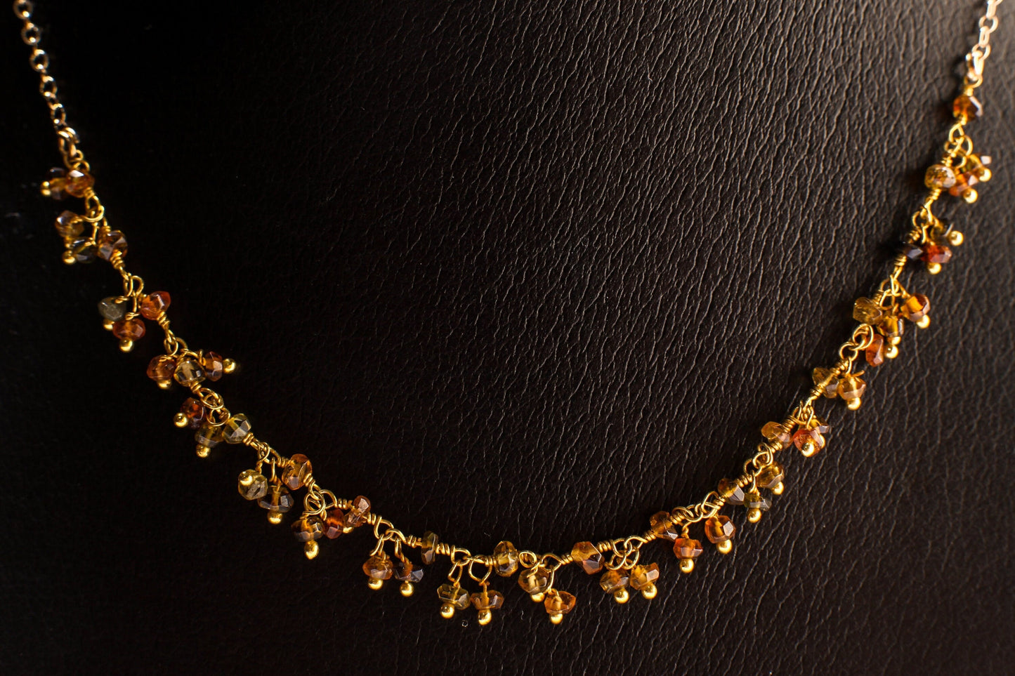 Watermelon Tourmaline, Petro Tourmaline Wire Wrapped Clusters Necklace in 14K Gold Filled Chain, Clasp, Valentine Gift