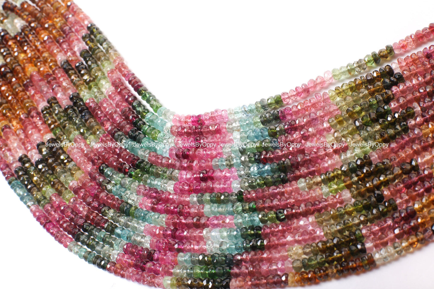 Natural Watermelon Tourmaline 4-5.5mm Rondelle, AAA Quality Faceted Micro Diamond Cut Tourmaline Rondelle, Jewelry Making Beads 13" St
