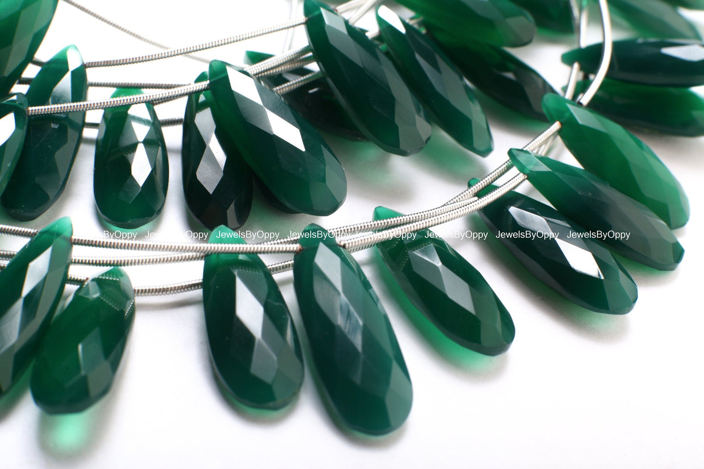 Green Onyx Faceted Long Pear Drop 25x8-29x11mm, AAA Rich Dark Green Jewelry Making Bracelet, Necklace Earrings Gemstone Beads