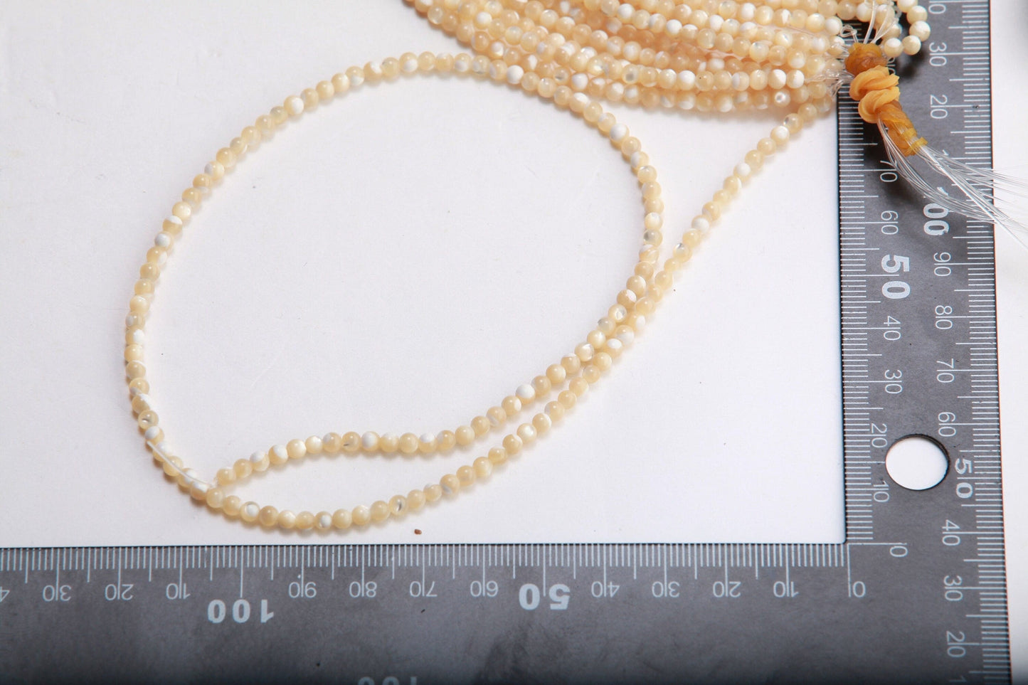 Natural Mother of Pearl 3mm Round Beads Untreated 16" Strand