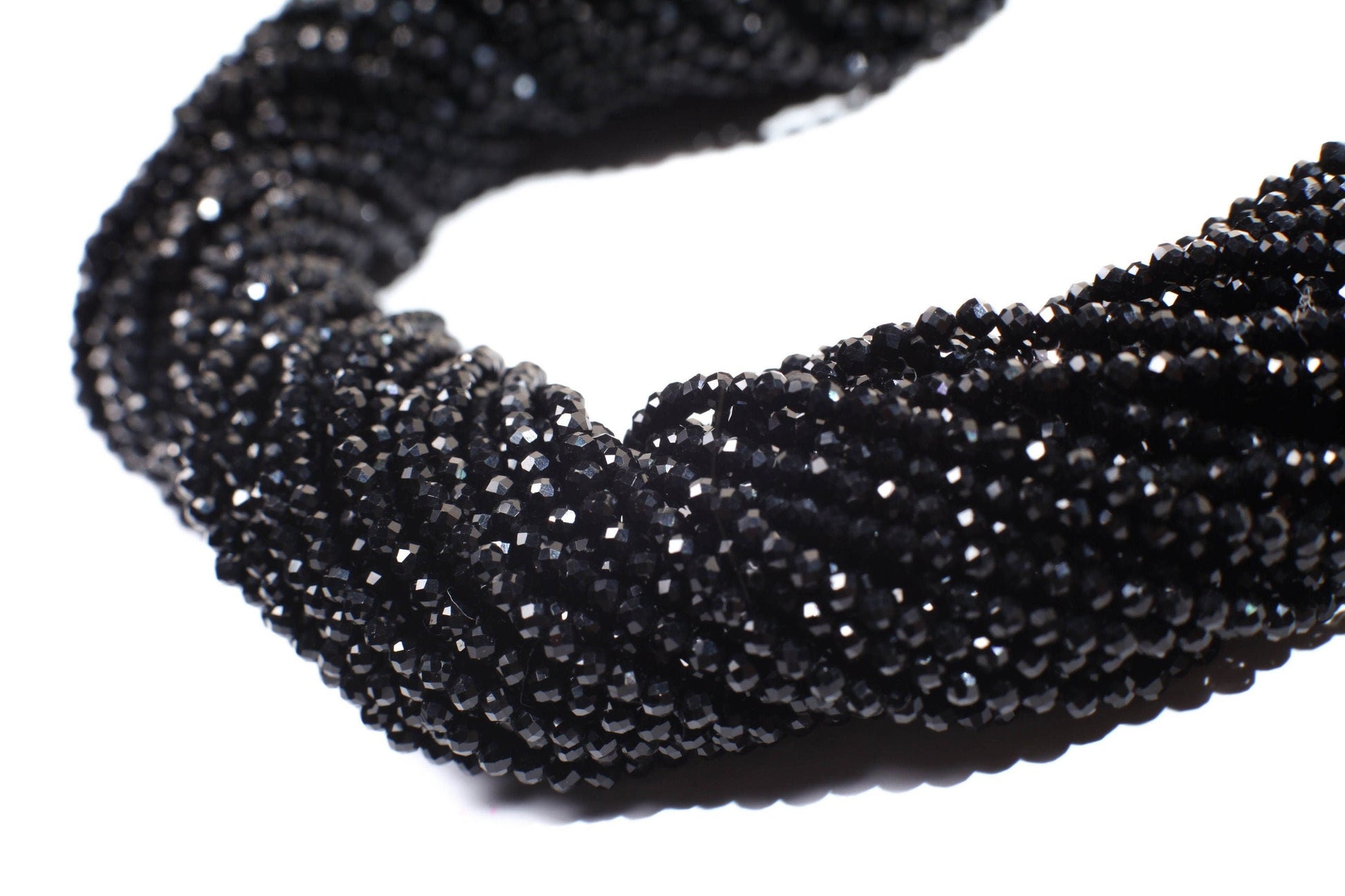 Natural Black Spinel 2mm micro faceted AAA Round Gemstone Beads, DIY Jewelry Making Necklace, Bracelet 12" Strand, Single or Bulk