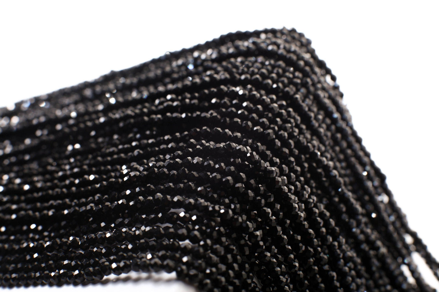 Natural Black Spinel 2mm micro faceted AAA Round Gemstone Beads, DIY Jewelry Making Necklace, Bracelet 12" Strand, Single or Bulk