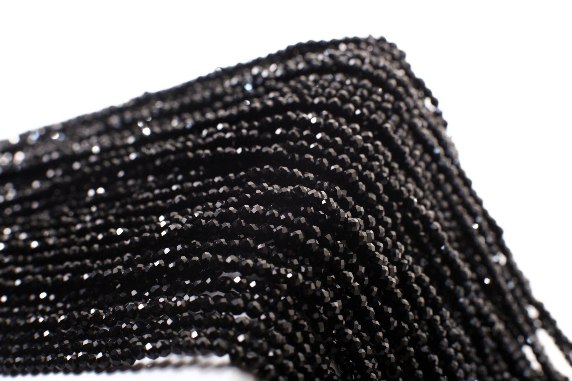 Natural Black Spinel 2mm micro faceted AAA Round Gemstone Beads, DIY Jewelry Making Necklace, Bracelet 12" Strand, Single or Bulk