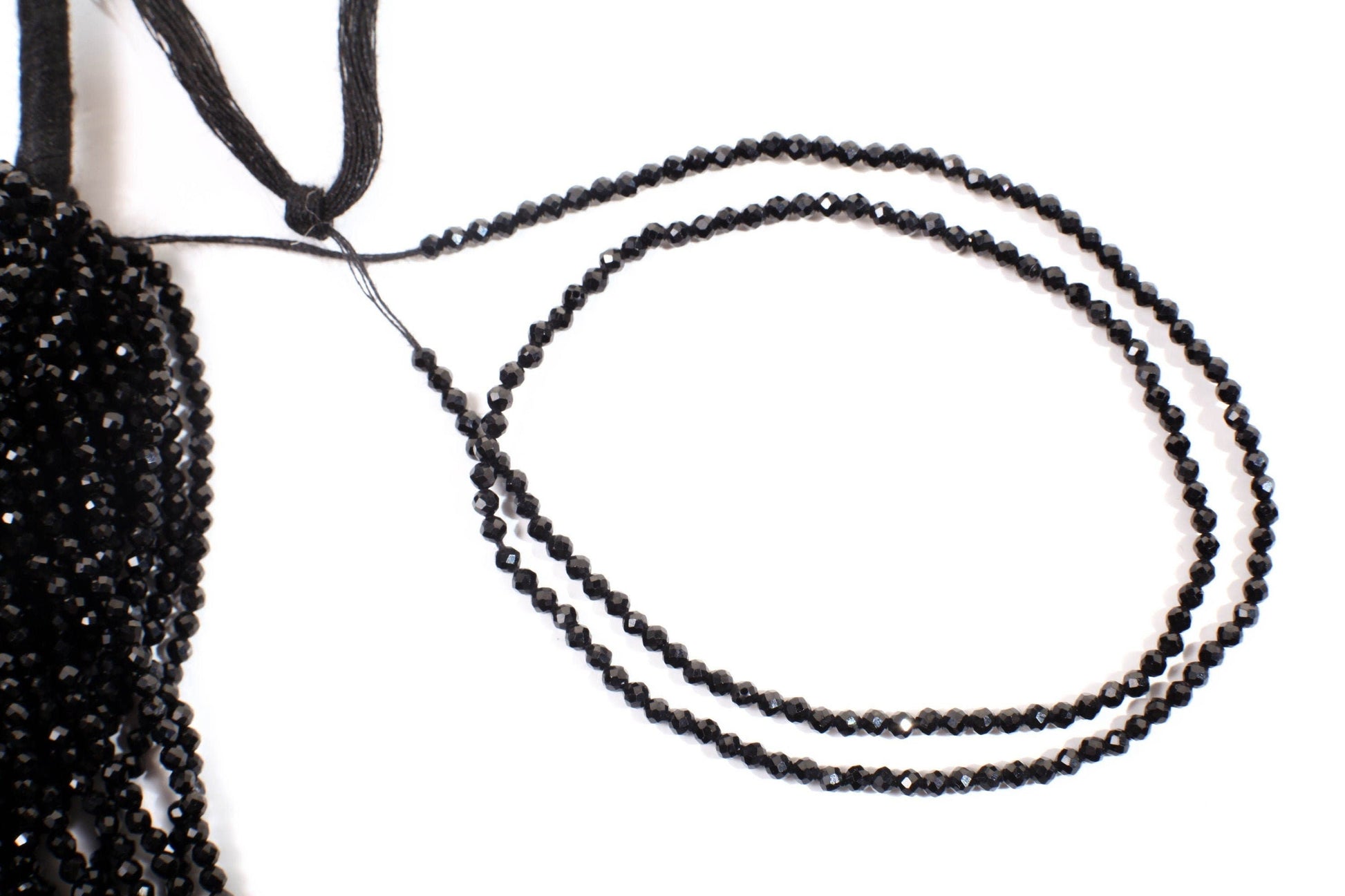 Natural Black Spinel 2mm micro faceted AAA Round Gemstone Beads, DIY Jewelry Making Necklace, Bracelet 12" Strand, Single or Bulk