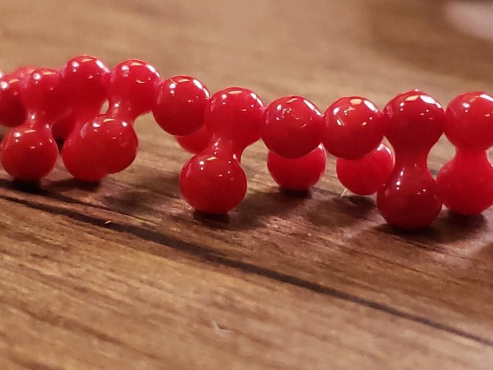 Genuine Red Coral 4x9mm Dog Bone Shape Beads, jewelry making beads ,50 pcs or 100 pcs beads