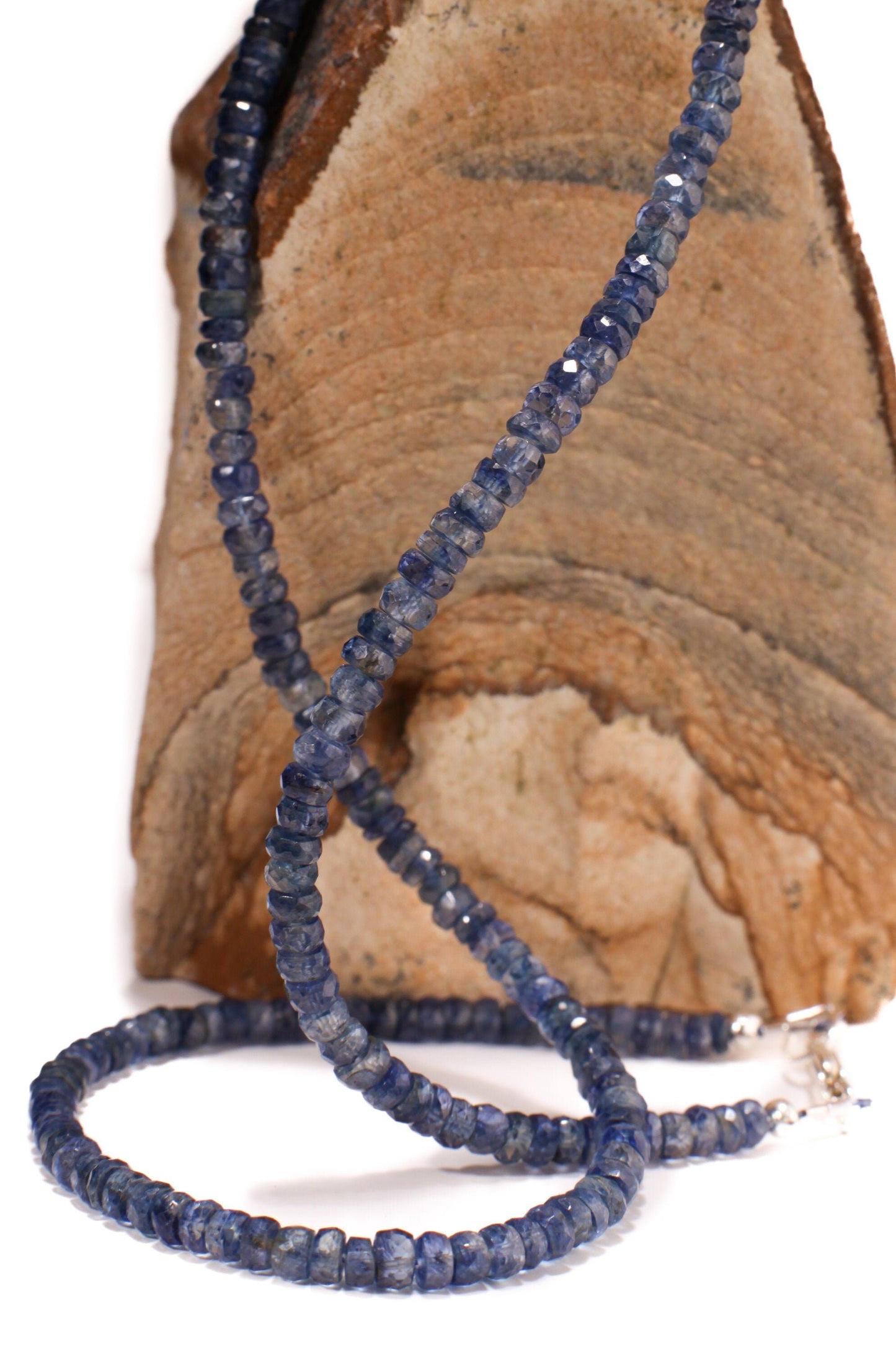 Natural Blue Kyanite AAA Faceted 3.5-4mm Rondelle Gemstone Handmade Necklace in 925 Sterling Silver Necklace, 14" to 40" Men,Women Necklace