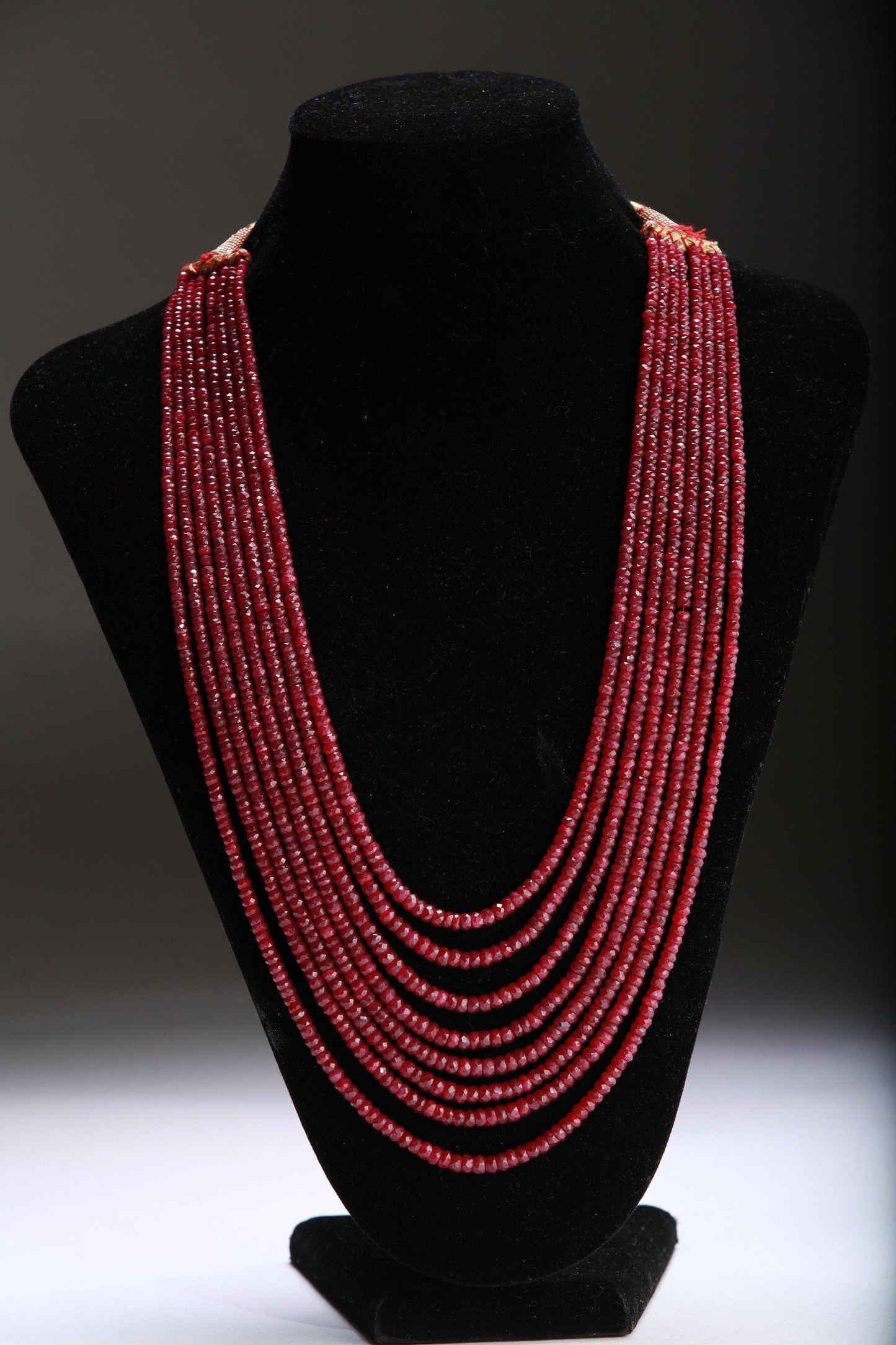 AAA Natural Ruby Gemstones 3-4mm Multi Strand, 5, 7, 8, 9, 10 Line Layer Necklace Adjustable thread to 24" Long, Precious Gift for her.