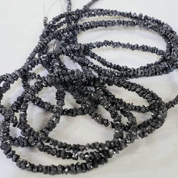 Natural Black Diamond Raw Uncut nugget bead, AAA Quality 2- 3mm Diamond Raw chips bead for Jewelry making 3", 6" , 15"