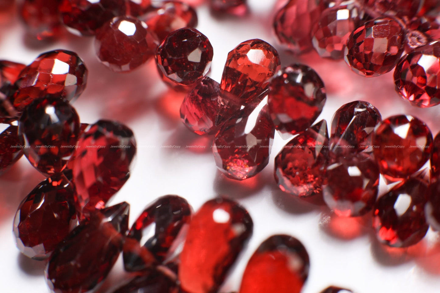 Mozambique Red Garnet AAA Micro Faceted 3.5x4.5-6x7.5mm Briolette Tear Drop, Jewelry Making Rich Dark Red, January Birthstone