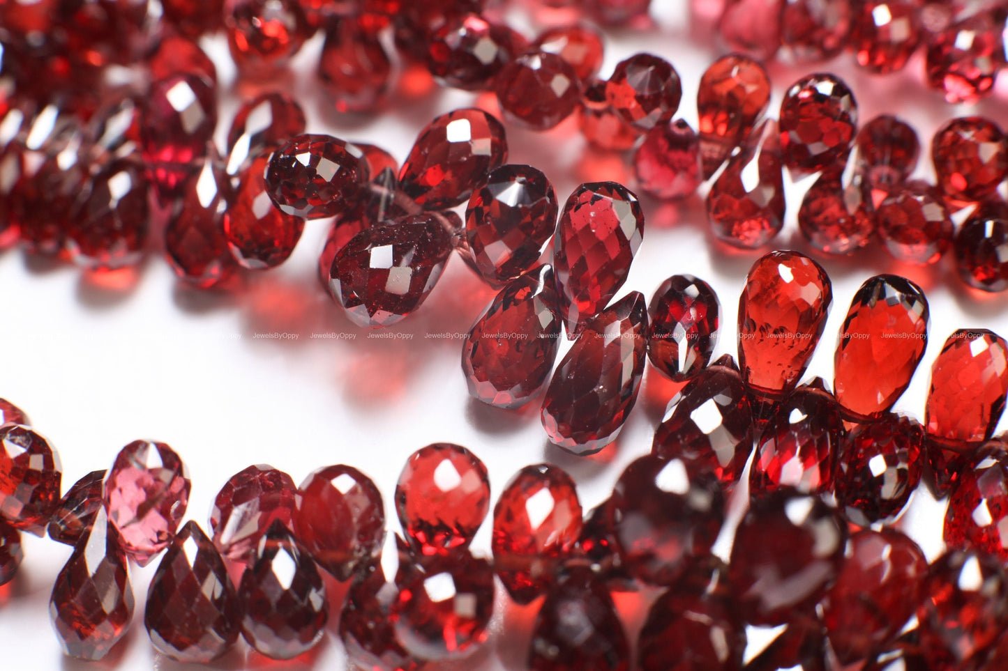 Mozambique Red Garnet AAA Micro Faceted 3.5x4.5-6x7.5mm Briolette Tear Drop, Jewelry Making Rich Dark Red, January Birthstone