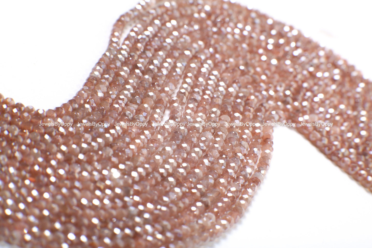 Natural Peach Mystic AAA Moonstone Faceted 2.2mm Round, Jewelry Making DIY Bracelet, Necklace Earrings 12.5" Gemstone Beads