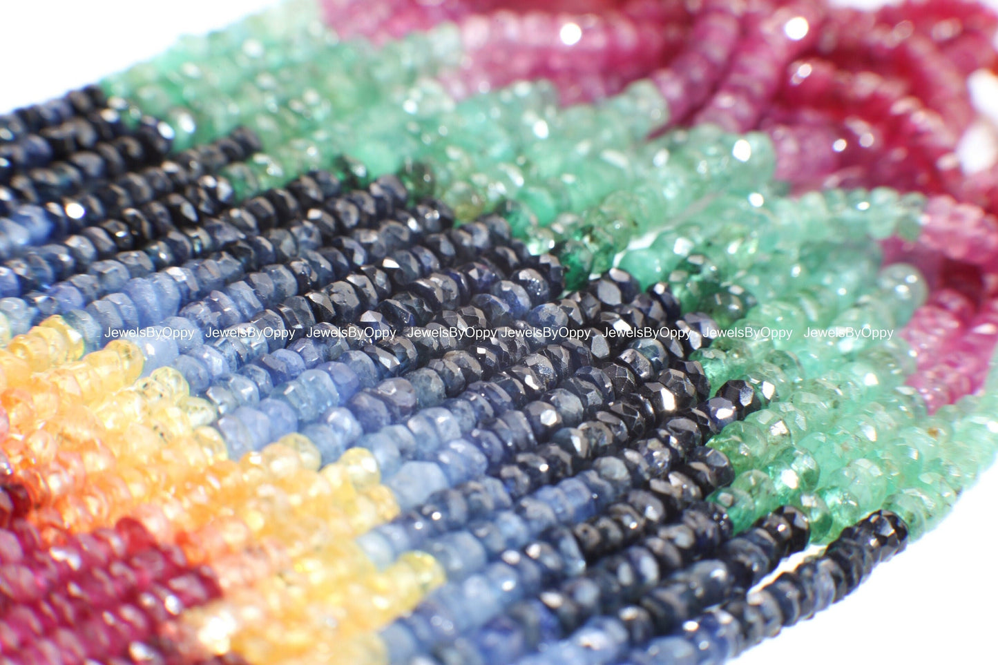 Natural Multi Sapphire 2.5-3.5mm Roundel AAA Rainbow Micro Faceted Diamond Cut Roundel Gemstone DIY Jewelry Beads 7" , 14" Strand