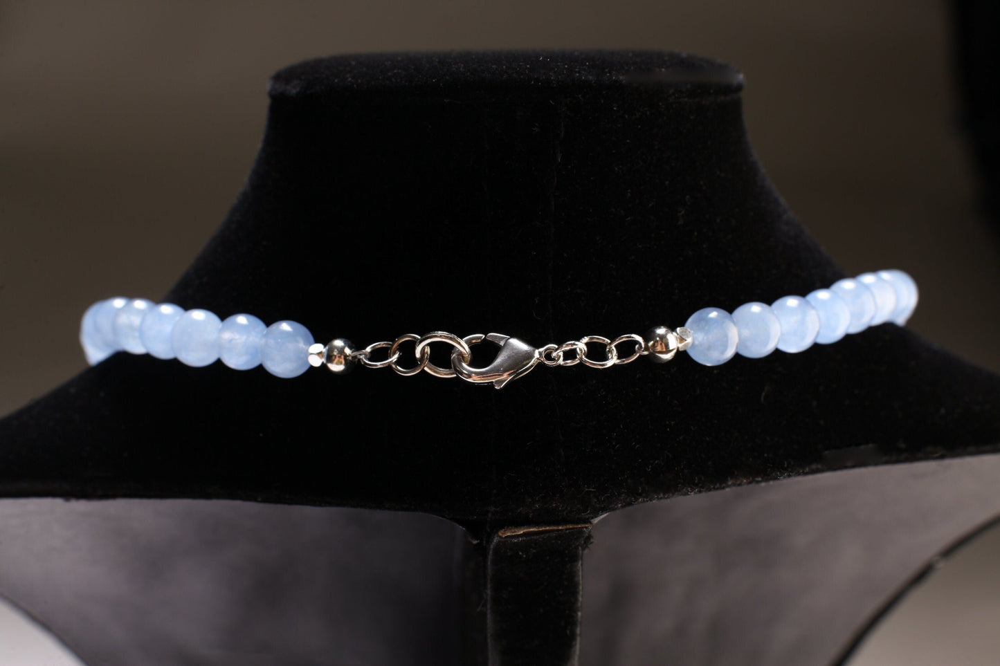 Periwinkle Blue Chalcedony 29x39mm Oval Pendant with Fancy Rhodium Bail, South Sea Shell Pearl Bali Style Necklace 8mm Round 22" Necklace