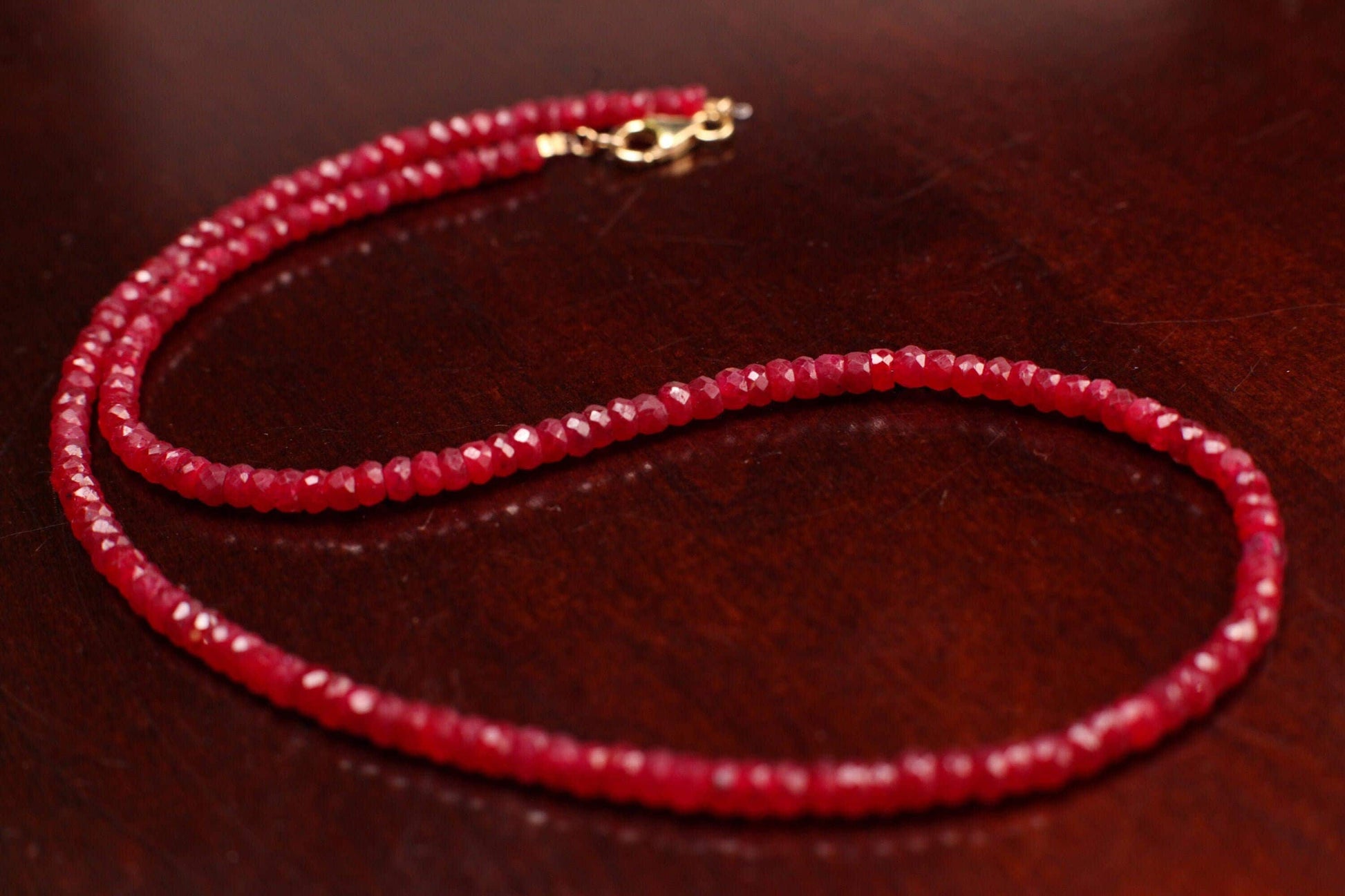 Ruby Necklace Genuine Ruby Faceted 4mm Roundel 925 Sterling silver, Gold Filled Necklace, Beautiful Red Ruby Gemstone Jewelry, Festival