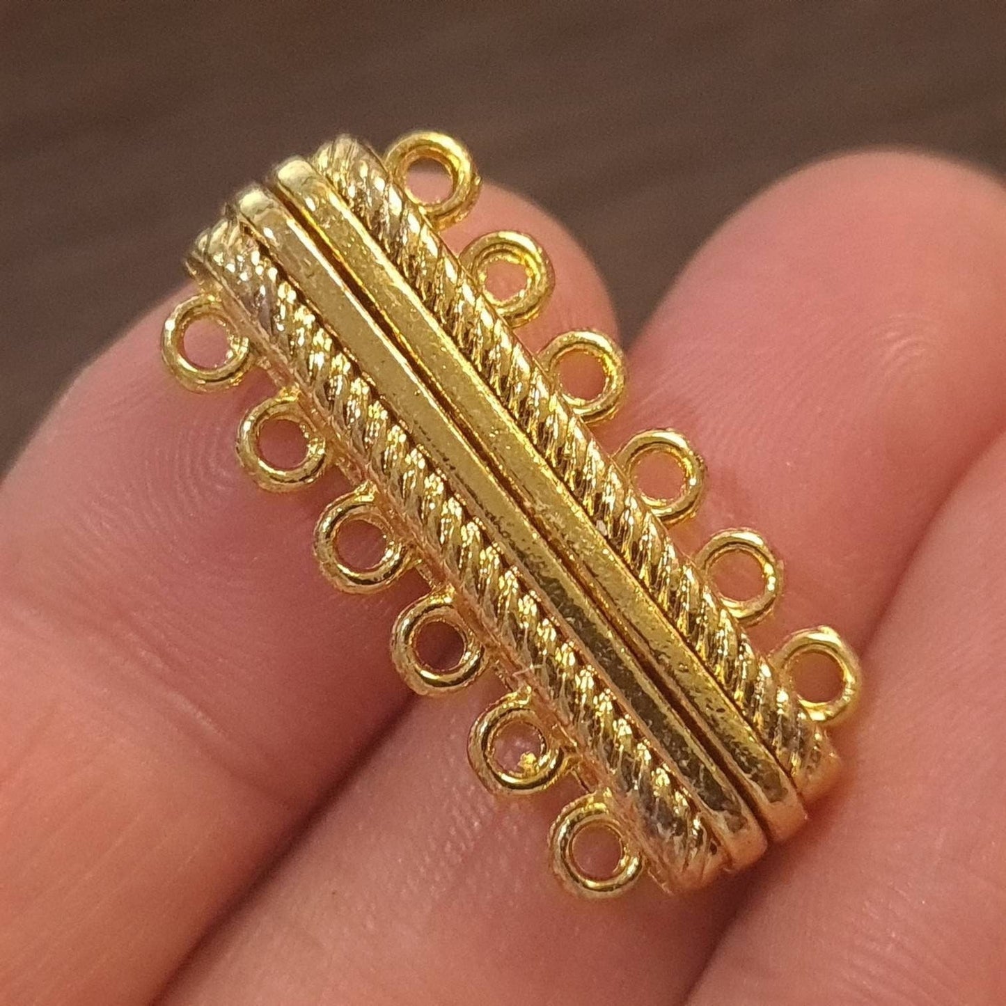 6, 9 loop magnetic slide bar clasp gold plated brass, antique brass,multi strand clasp 32,48mm long, Necklace bracelet jewelry making clasp