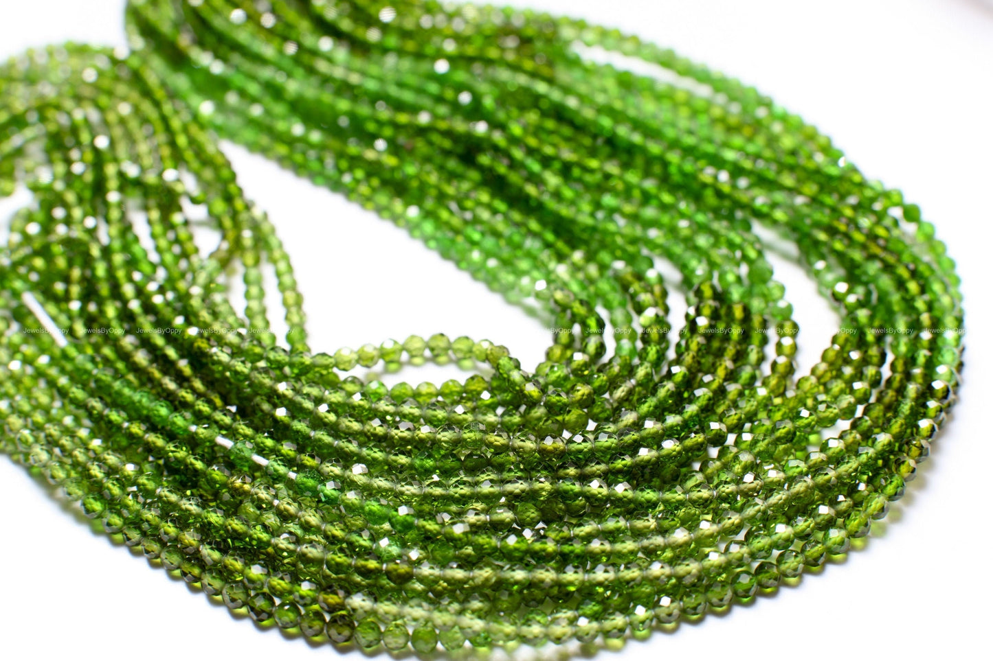 Natural Chrome Tourmaline 2.5mm Micro Faceted Round Beads 12.5" Strand, AAA High Quality Shaded Chrome Tourmaline,Rare Green Indicolite Bead