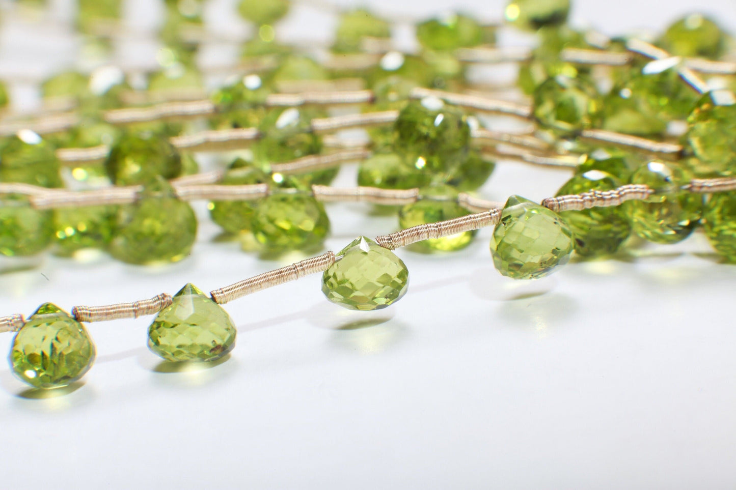 Peridot Briolette Onion AAA Natural Peridot Faceted Teardrop Onion Shape 5-6.5mm Gemstone DIY High End Jewelry Making Beads 9Pcs or 18Pcs