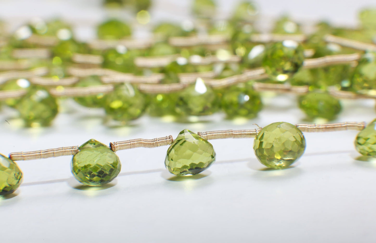 Peridot Briolette Onion AAA Natural Peridot Faceted Teardrop Onion Shape 5-6.5mm Gemstone DIY High End Jewelry Making Beads 9Pcs or 18Pcs