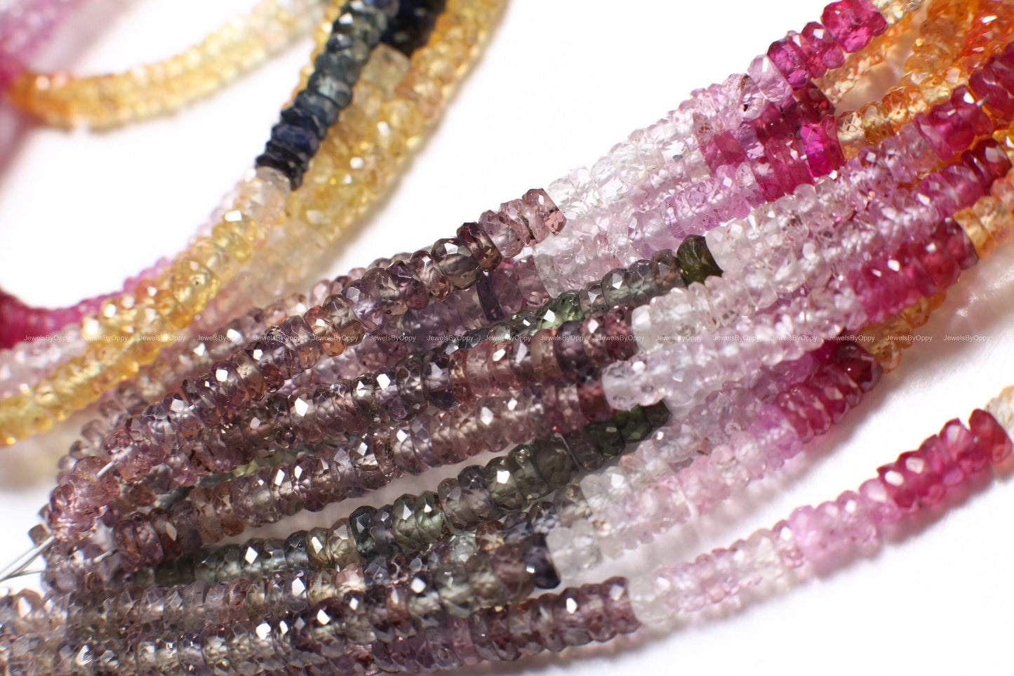 Natiutal Multi Sapphire wheel tyre roundel,AAA+ 3.5mm multi Rainbow Sapphire Micro Faceted Diamond Cut washer Heishe Gemstone 8",16" Strand