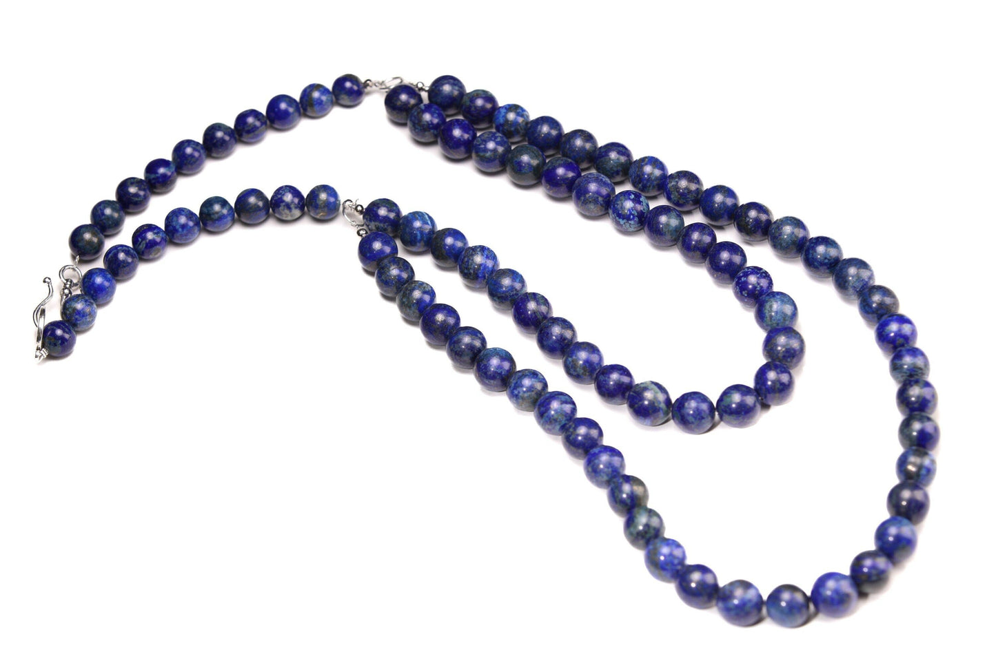 Natural Lapis Lazuli 18mm 2 Layer 19" and 27" and 12" Stones in the back, Handmade Necklace, 7.5" Bracelet, Matching Earrings Jewelry Set