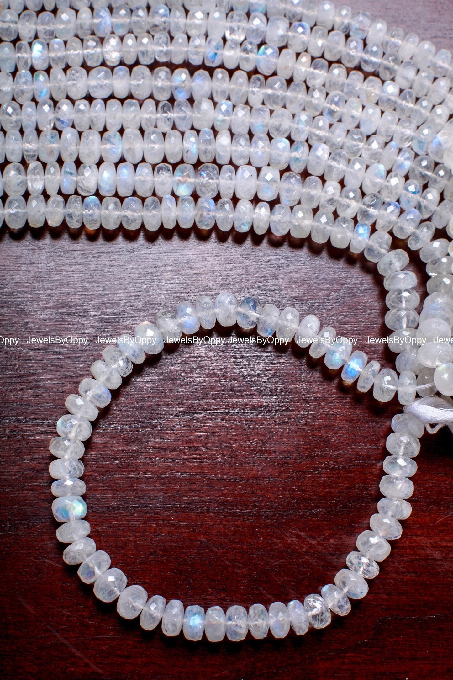 Rainbow Moonstone 6-10mm Faceted Rondelle AAA Gemstone, June Birthstone, Jewelry Making Beads, Natural Gemstone 8" Strand