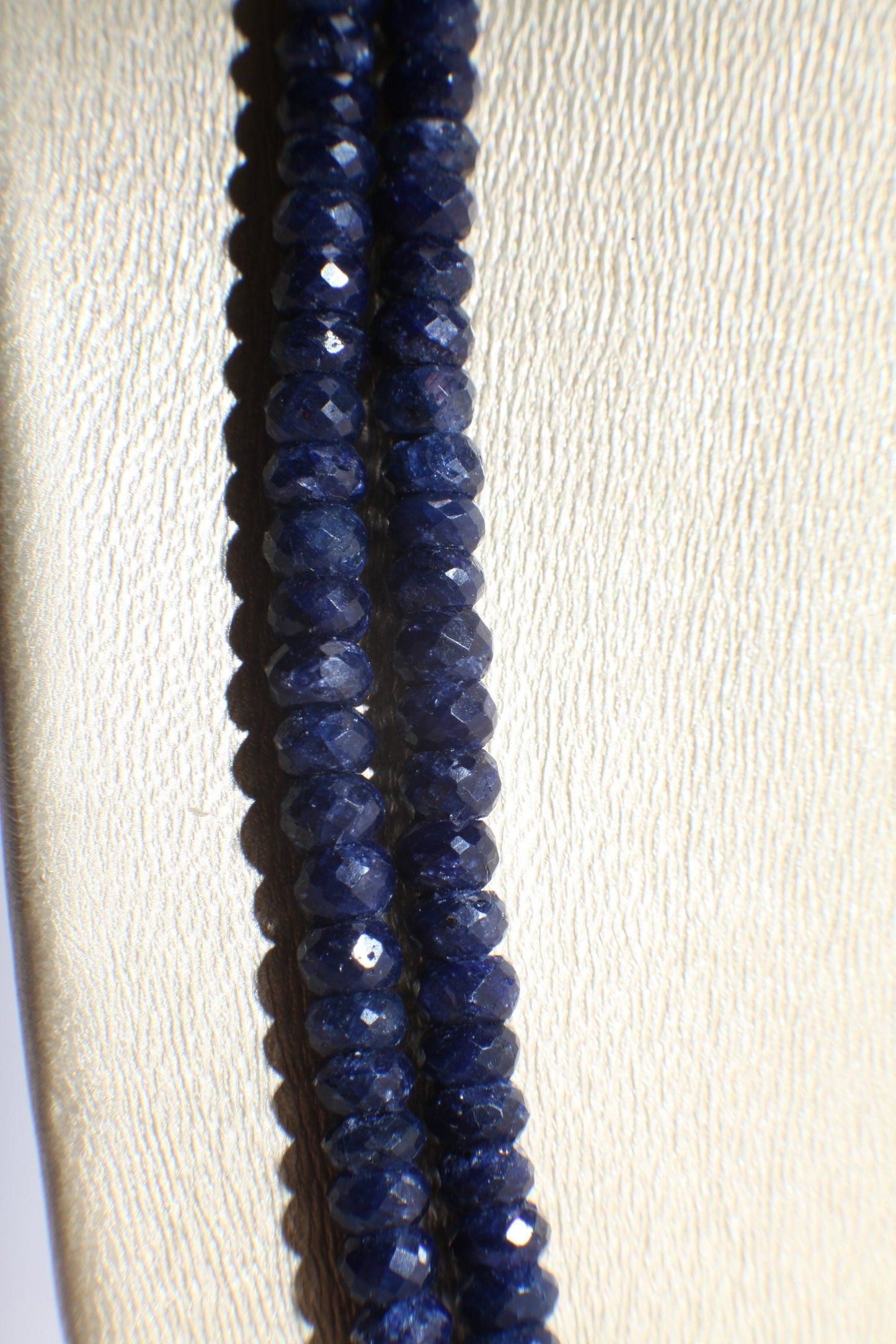 Sapphire Rondelle, Natural Faceted Roundel 4.5-5mm Adjustable Blue Sapphire Gemstone Statement Necklace 16.5"