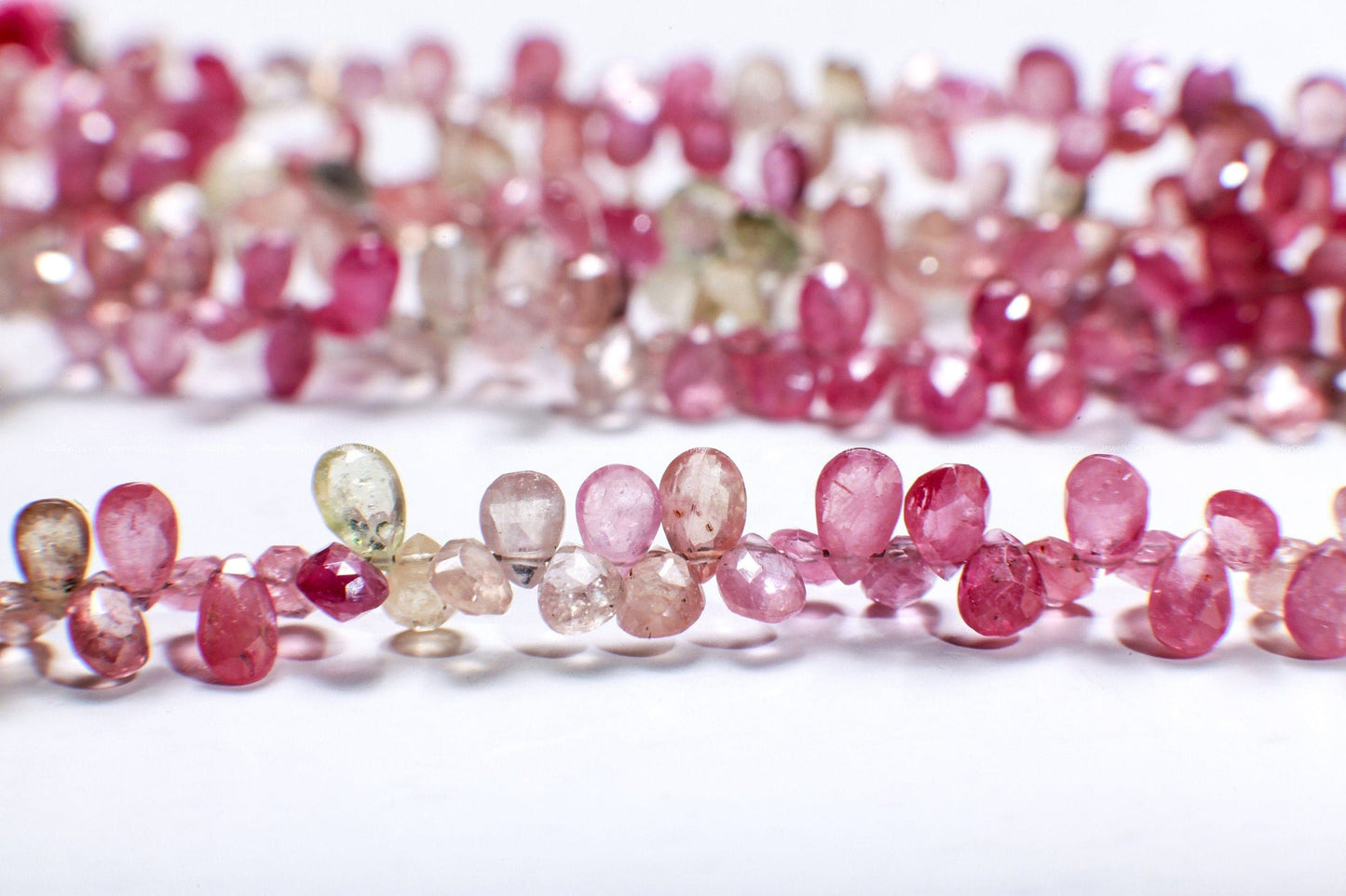 Natural Pink Sapphire Shaded Micro Faceted Pear Drop 3x5–6mm DIY Jewelry Making Gemstone Bead 3"/6" Strand