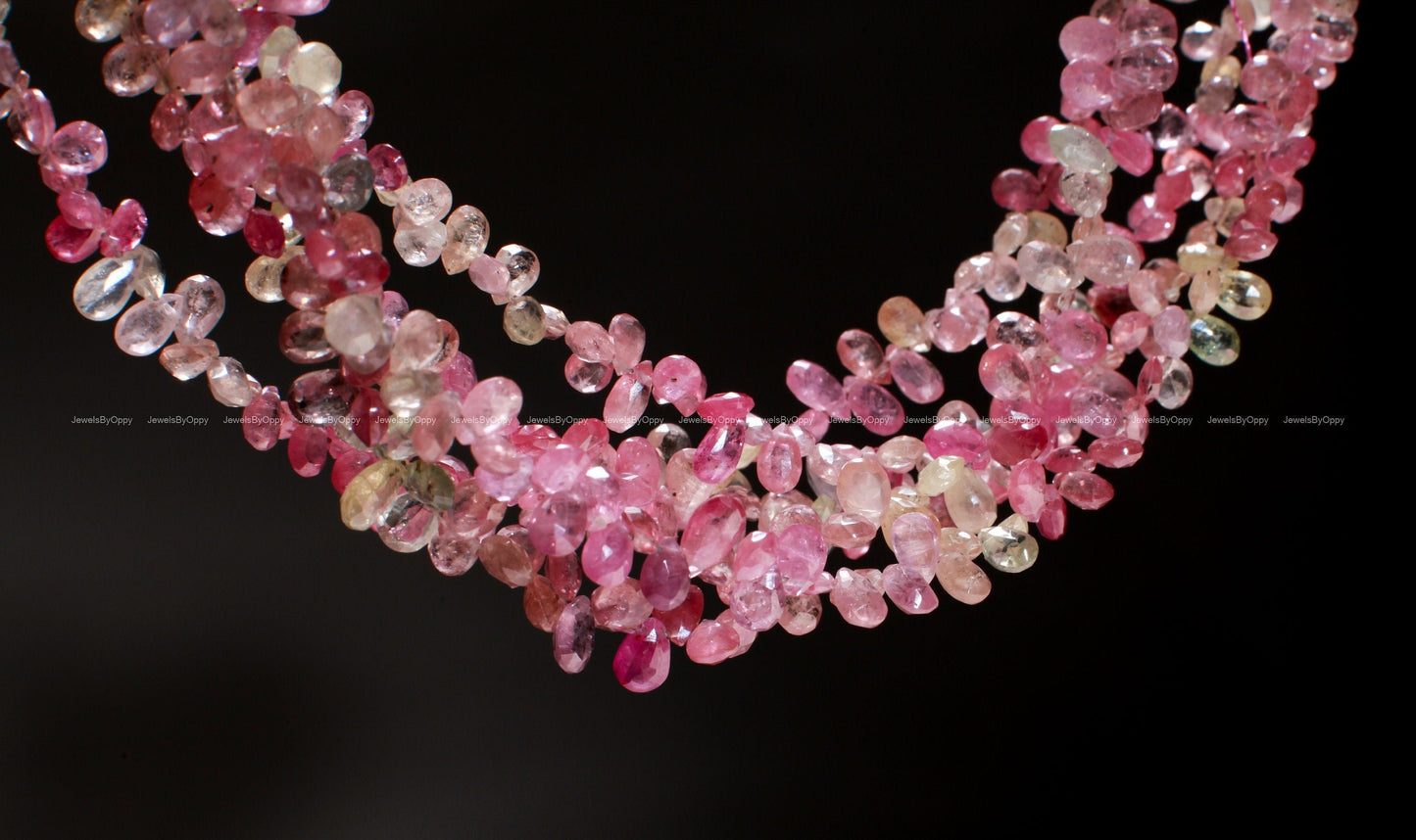 Natural Pink Sapphire Shaded Micro Faceted Pear Drop 3x5–6mm DIY Jewelry Making Gemstone Bead 3"/6" Strand