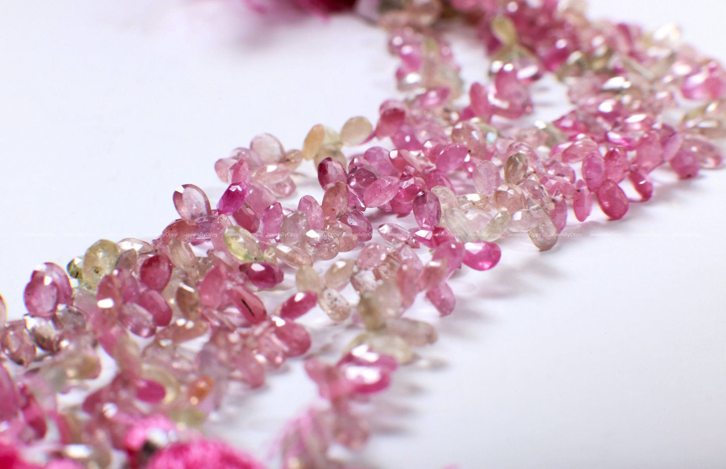 Natural Pink Sapphire Shaded Micro Faceted Pear Drop 3x5–6mm DIY Jewelry Making Gemstone Bead 3"/6" Strand