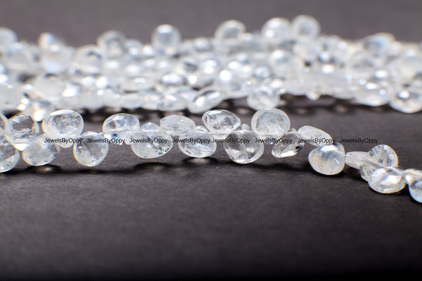 Rainbow Moonstone 5x6-6x7mm Faceted Teardrop Gemstone, July Birthstone, Jewelry Making Beads, Natural Gemstone 7.75" Strand