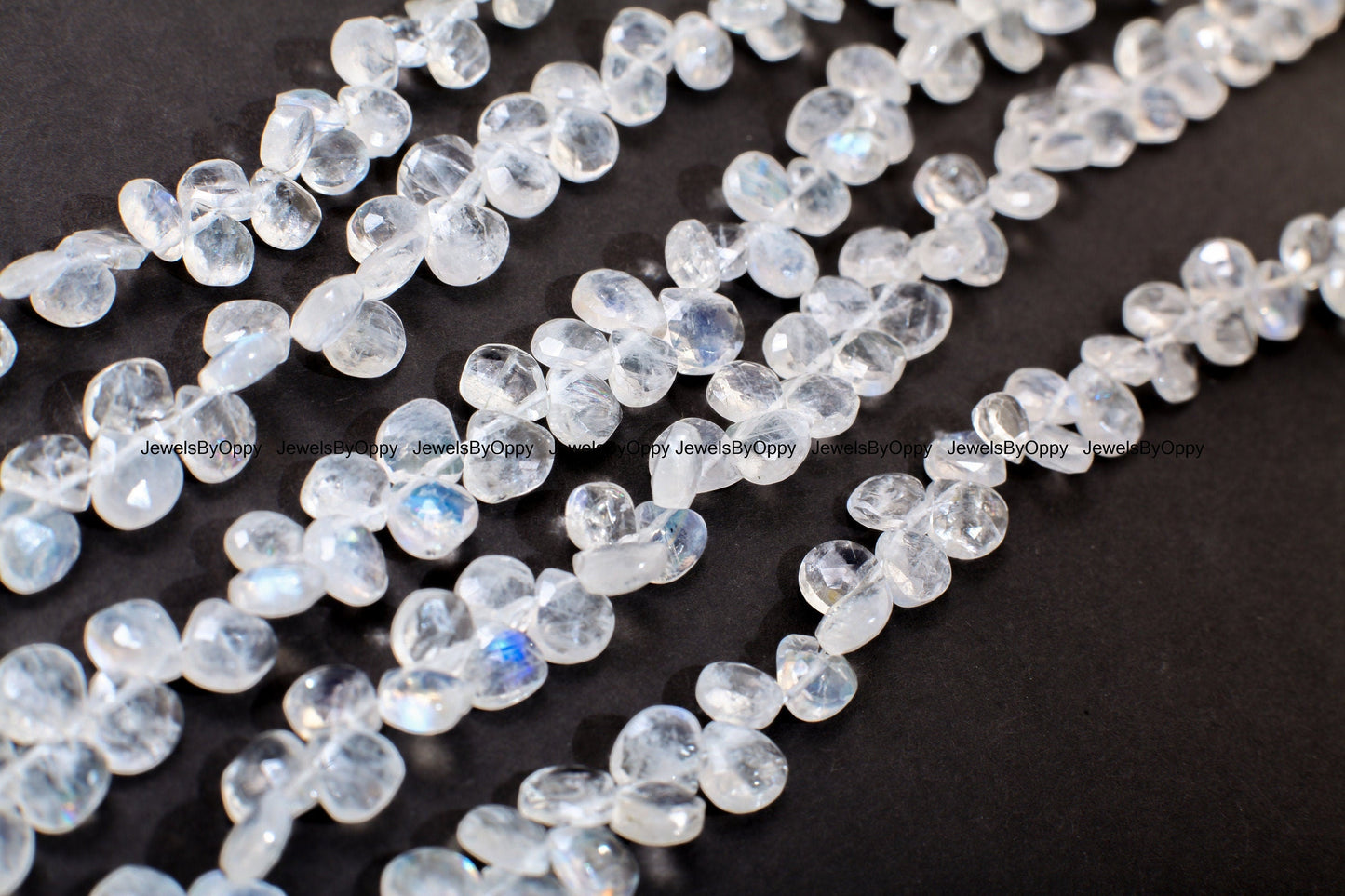 Rainbow Moonstone 5x6-6x7mm Faceted Teardrop Gemstone, July Birthstone, Jewelry Making Beads, Natural Gemstone 7.75" Strand