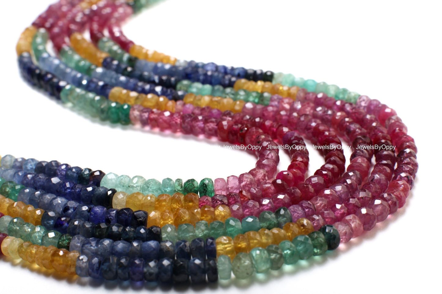 AAA Natural Multi Sapphire Rondelle 4.5-5.5mm Shaded Rainbow Micro Faceted Diamond Cut Roundel Gemstone DIY Jewelry Beads