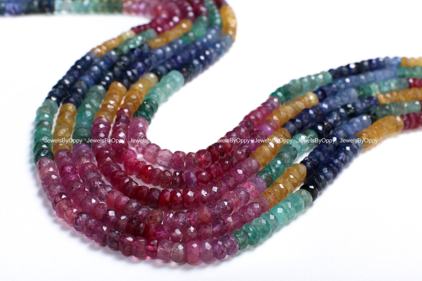 AAA Natural Multi Sapphire Rondelle 4.5-5.5mm Shaded Rainbow Micro Faceted Diamond Cut Roundel Gemstone DIY Jewelry Beads