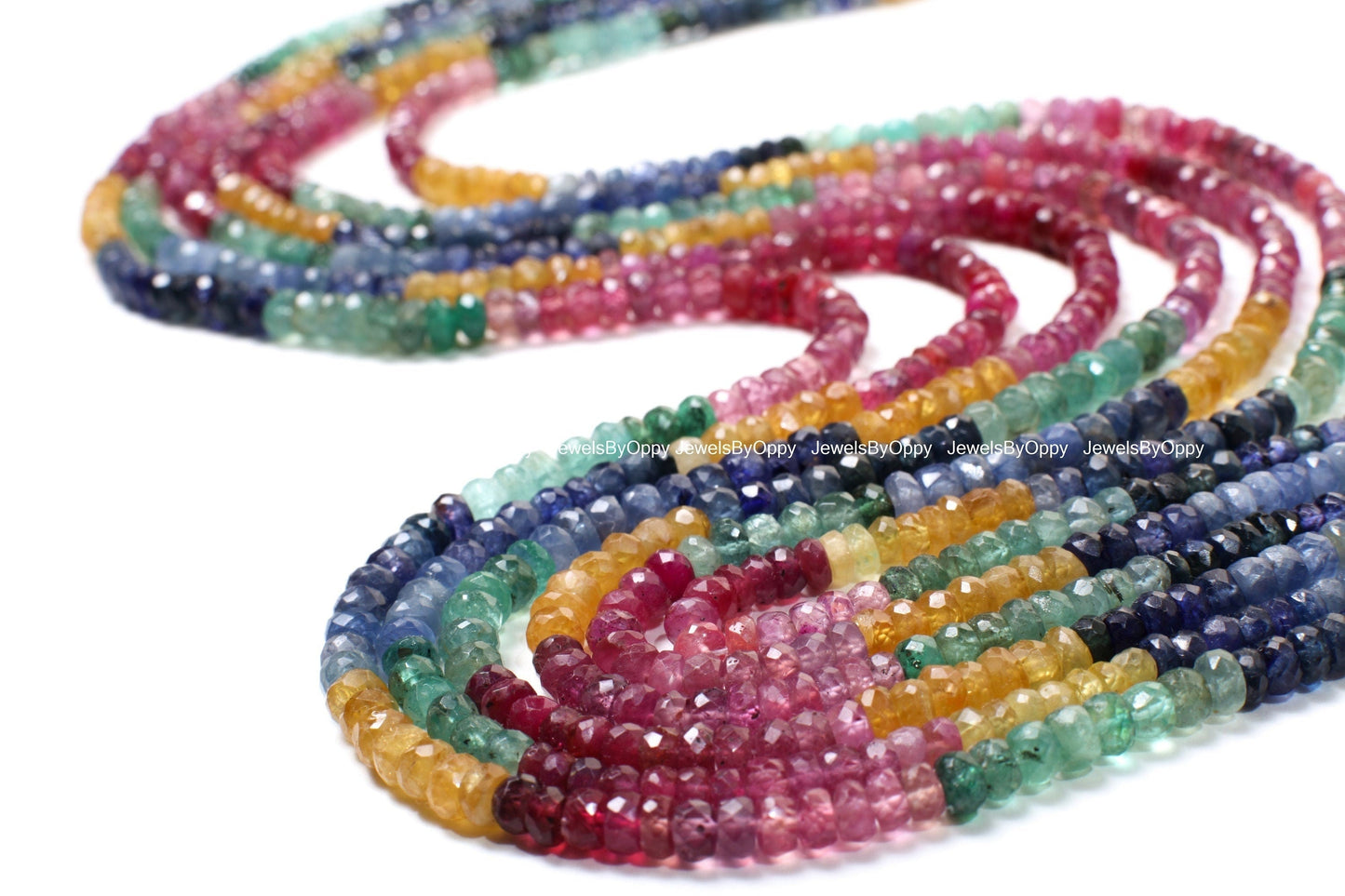 AAA Natural Multi Sapphire Rondelle 4.5-5.5mm Shaded Rainbow Micro Faceted Diamond Cut Roundel Gemstone DIY Jewelry Beads