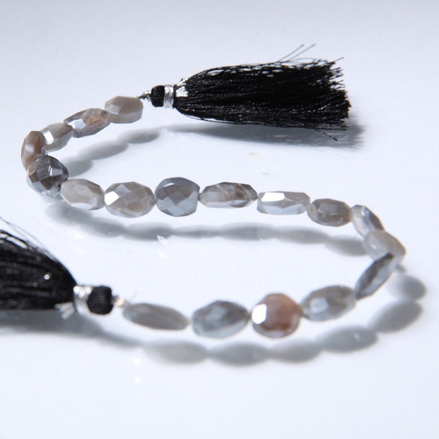 Natural Grey Moonstone Mystic Faceted Oval 10x13-11x17mm Gemstone 8" strand, High quality, Grey Flashy Moonstone, Jewelry Making Beads.