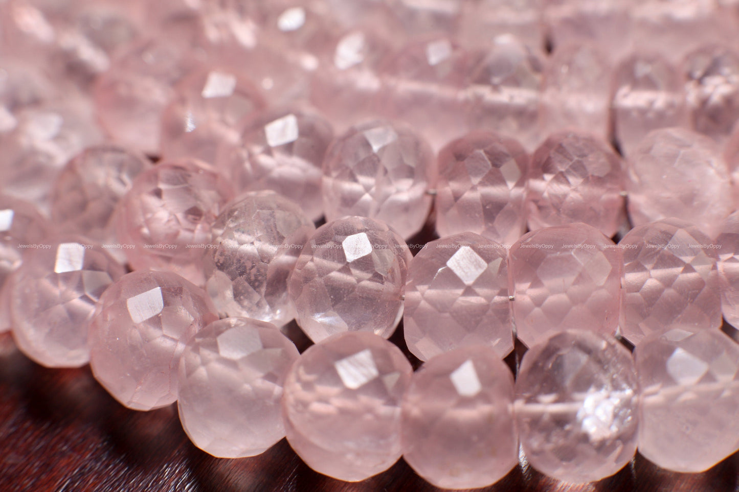 Madagascar Rose Quartz 5.5-9mm Faceted Rondelle, Jewelry Making Soft Pink Beads 8" Strand.