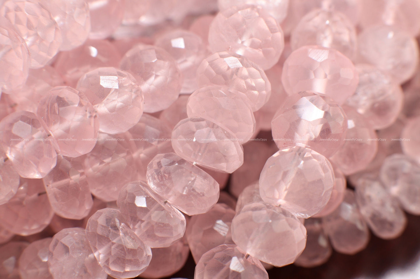 Madagascar Rose Quartz 5.5-9mm Faceted Rondelle, Jewelry Making Soft Pink Beads 8" Strand.