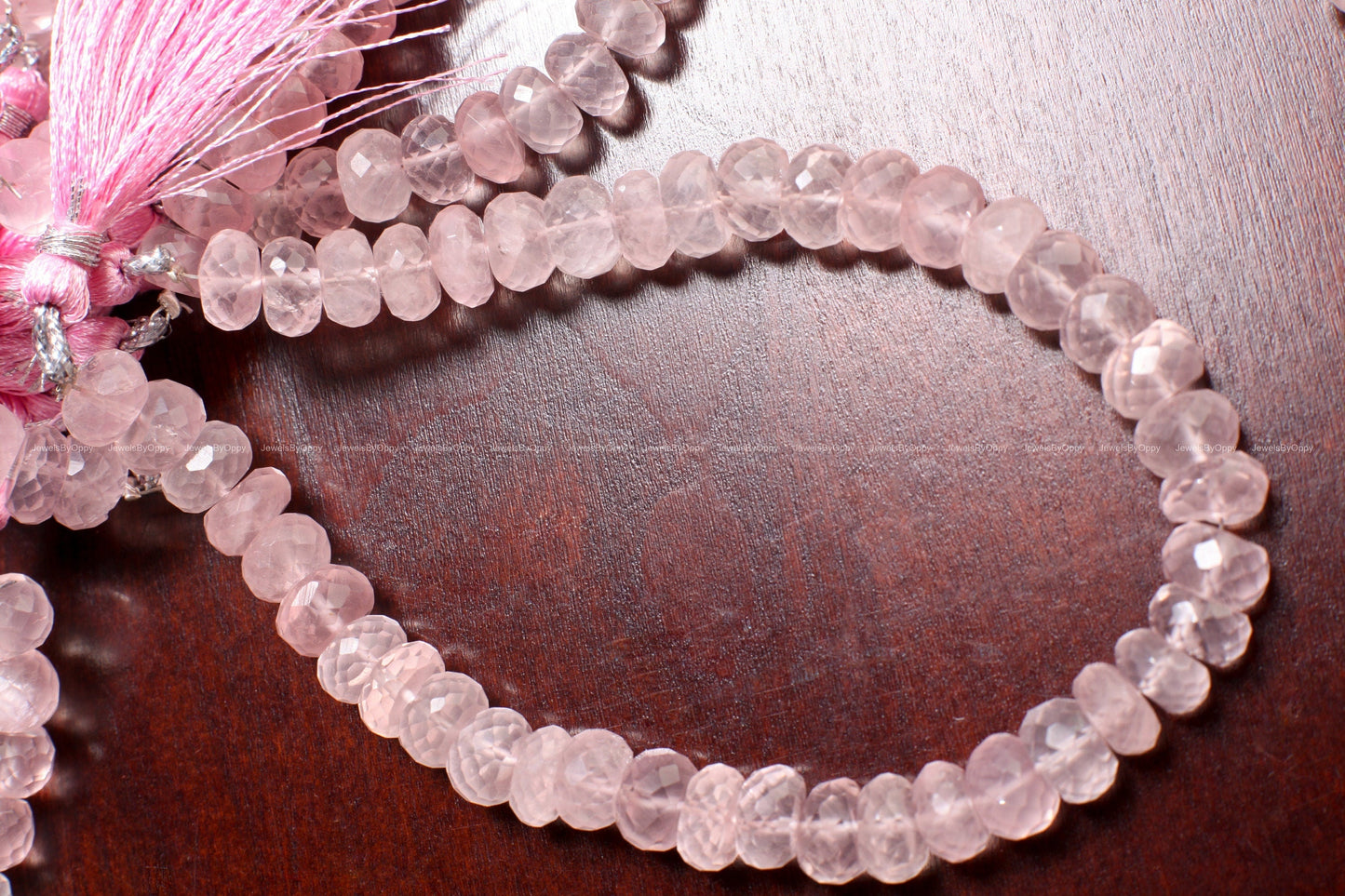 Madagascar Rose Quartz 5.5-9mm Faceted Rondelle, Jewelry Making Soft Pink Beads 8" Strand.