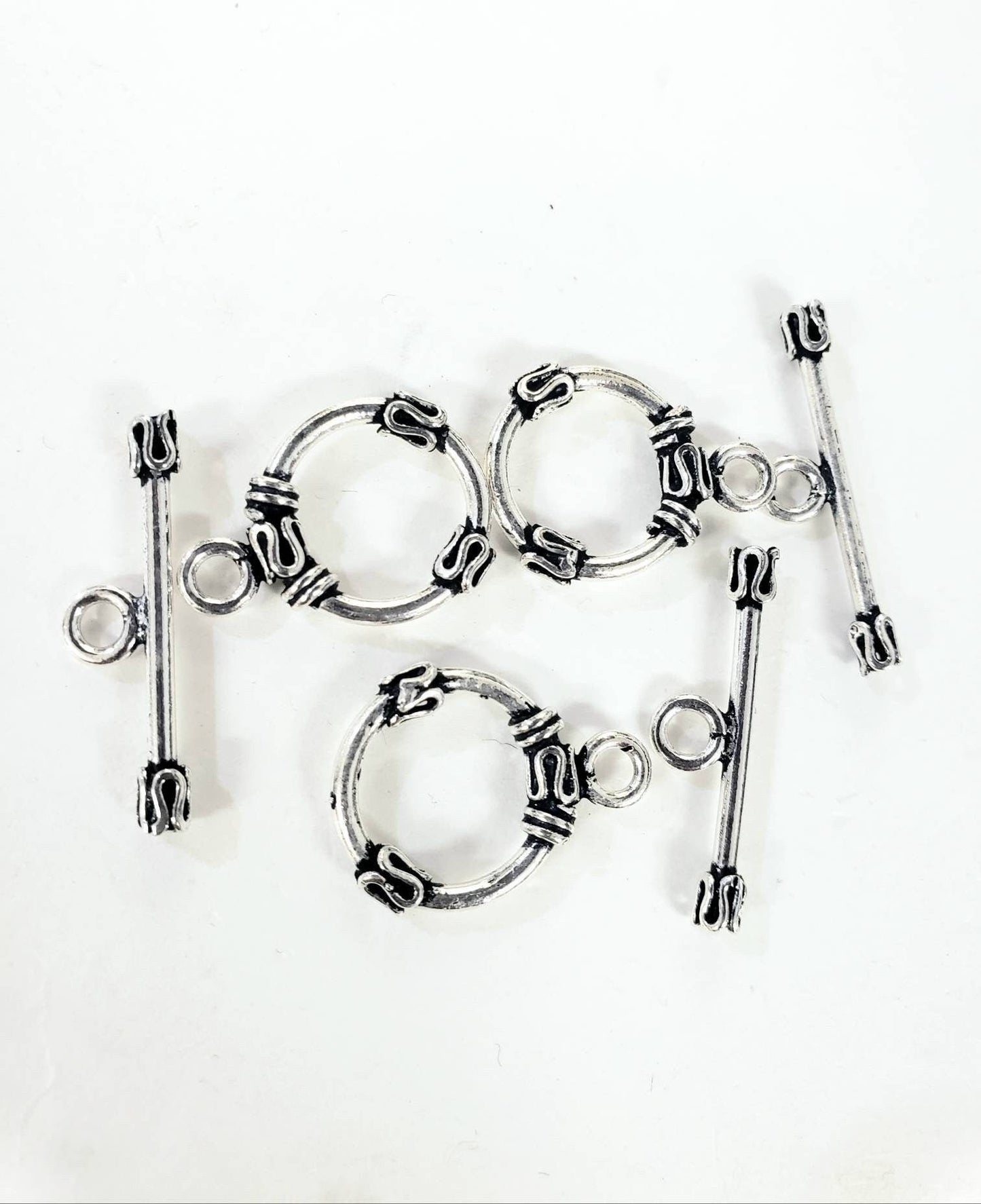 925 Sterling Silver Bali 15mm toggle clasp, vintage Handmade, antique heavy duty toggle clasp for jewelry making. 1 set or bulk