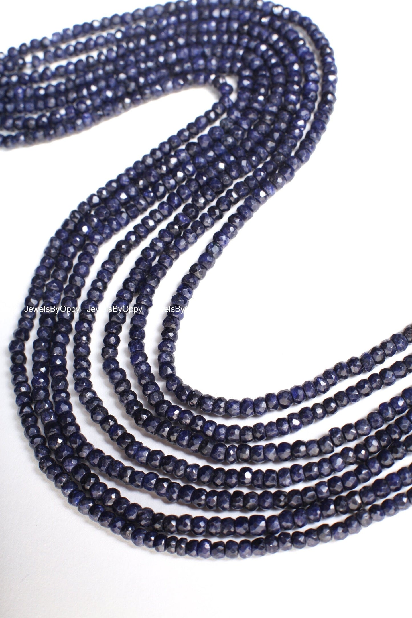 Sapphire Rondelle, Natural Faceted Roundel 4mm Blue Sapphire Jewelry Making Gemstone Necklace, Bracelet 12.75" Strand