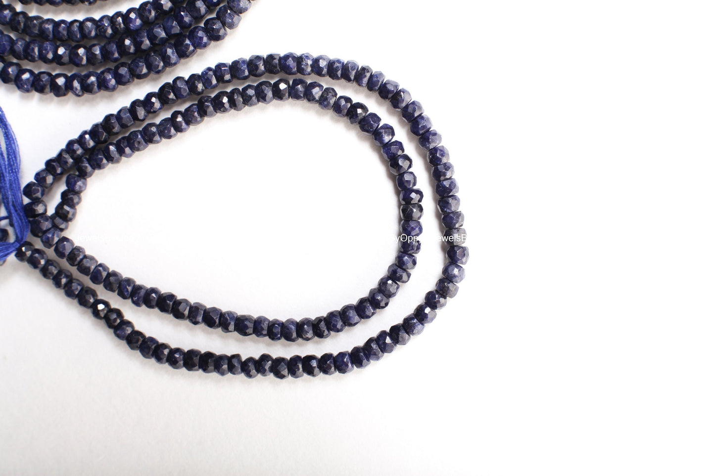Sapphire Rondelle, Natural Faceted Roundel 4mm Blue Sapphire Jewelry Making Gemstone Necklace, Bracelet 12.75" Strand