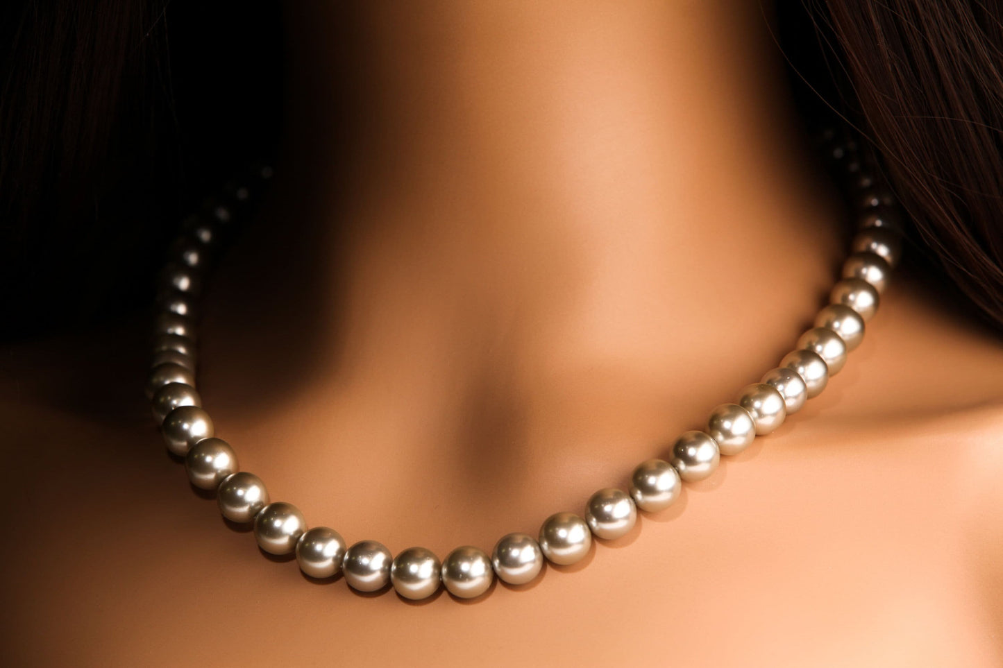 Silver Gray South Sea Shell Pearl 10mm High Luster Statement Necklace with Strong Magnetic Ball Clasp 20" Necklace, Bridal,elegant Gift