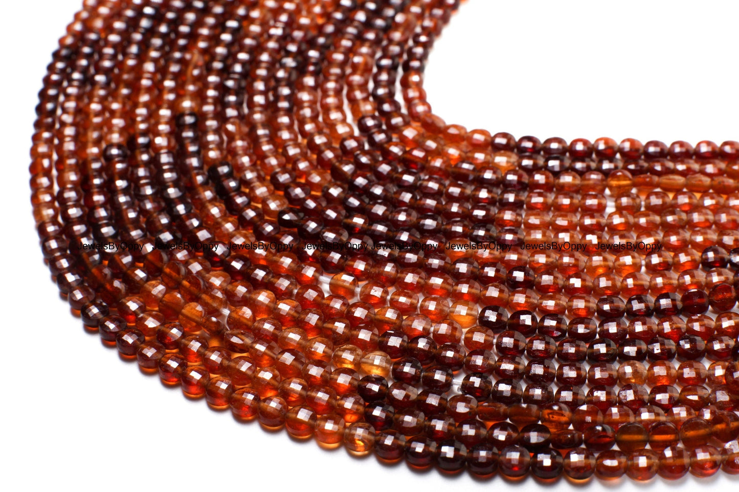 Natural Hessonite Garnet Faceted 3.5-4mm Coin Gemstone Beads, 12.5" Strand