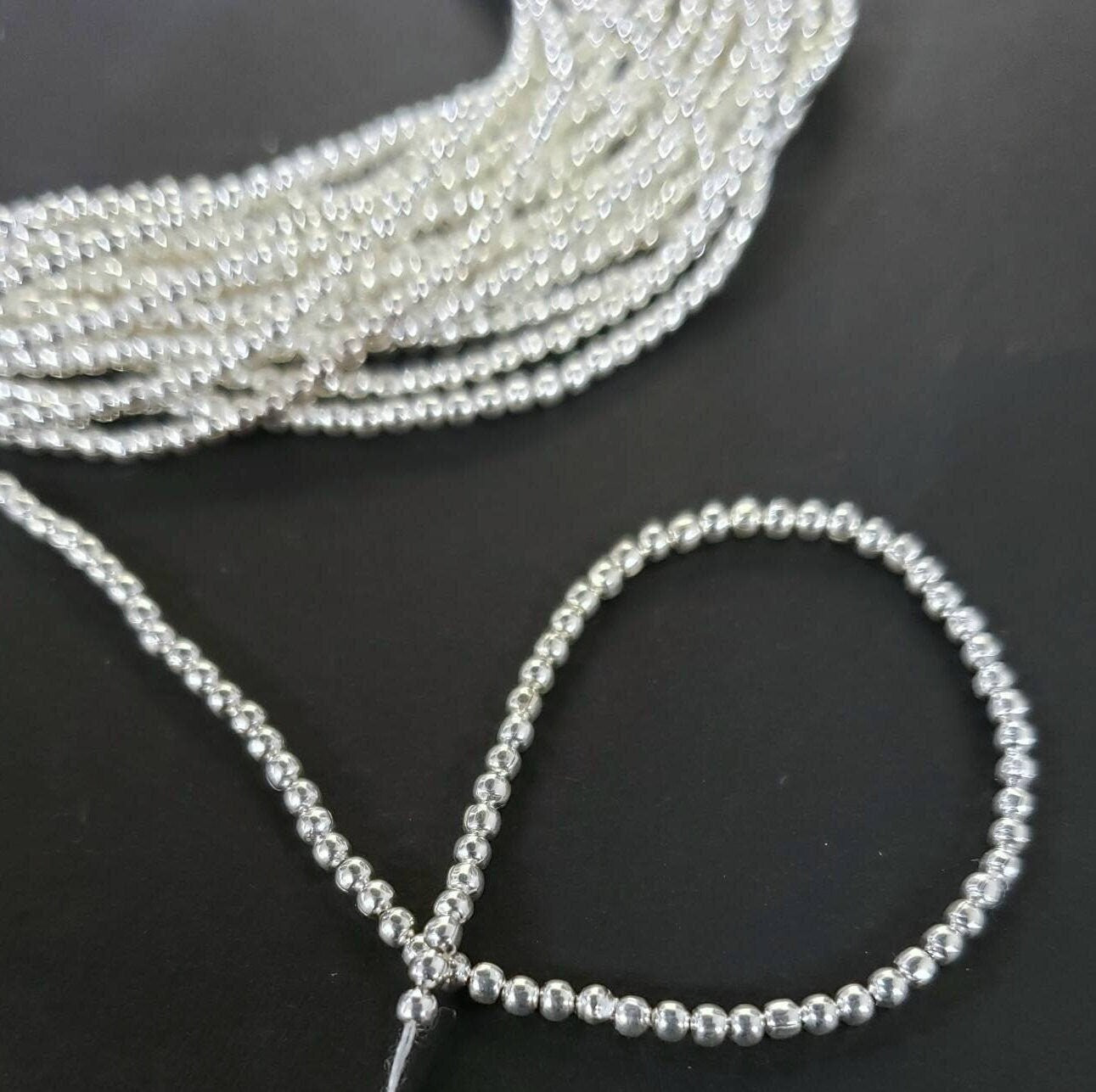 100 pcs 925 Sterling Silver bali bead 1.5mm tiny handmade seamed bead. Jewelry making bali shiny sterling silver spacer bead .